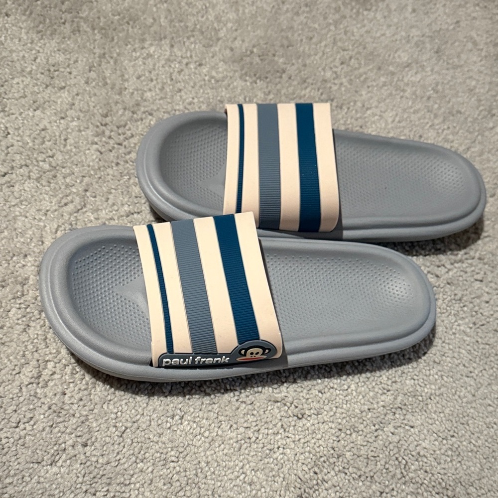 Paul Frank Gray Slides with Blue Stripes